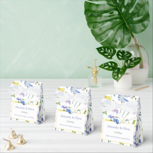 Watercolor Wildflowers Wedding  White Favor Boxes