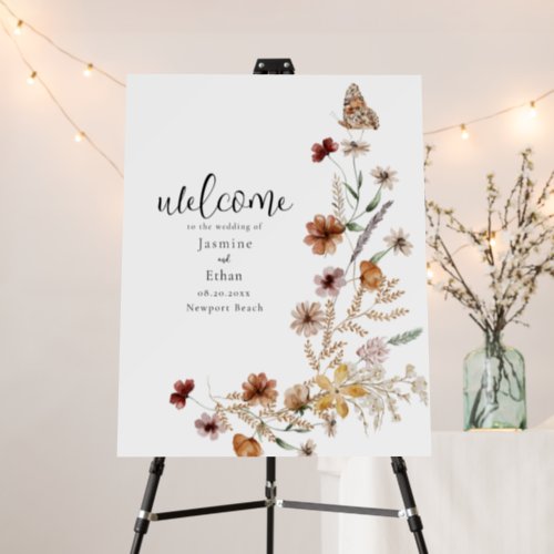Watercolor Wildflowers Welcome Sign