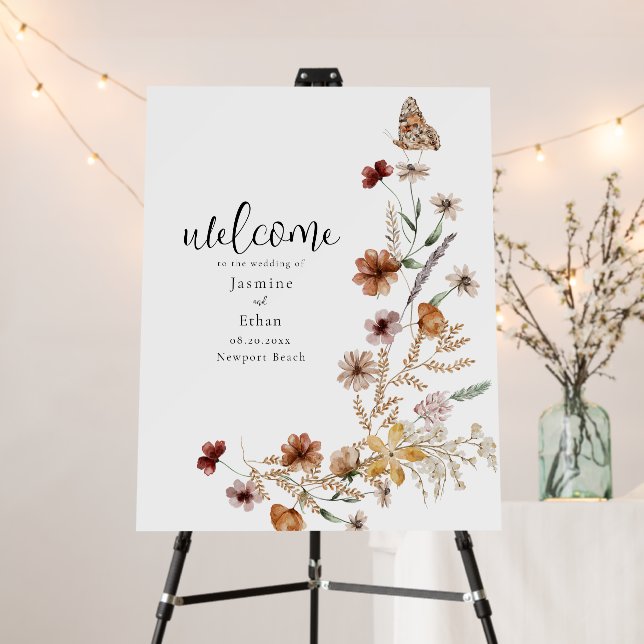 Watercolor Wildflowers Welcome Sign (In Situ (Stand))