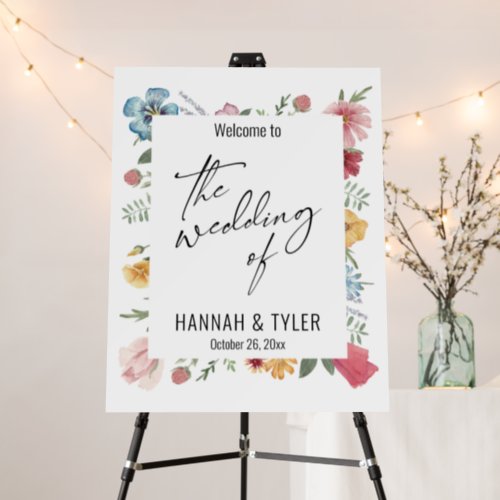 Watercolor Wildflowers Welcome to the Wedding Foam Board