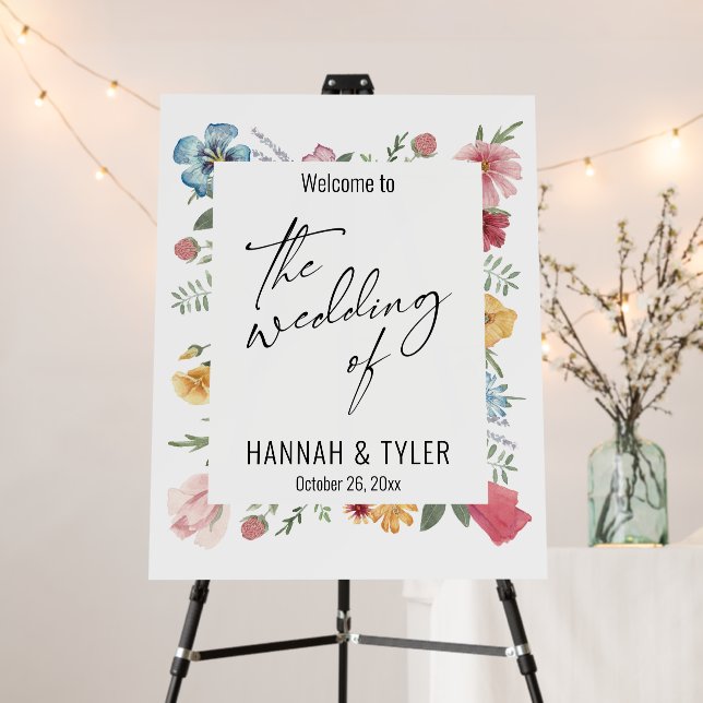Watercolor Wildflowers Welcome to the Wedding Foam Board (In Situ (Stand))