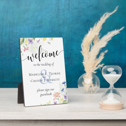 Watercolor Wildflowers Welcome Wedding Guestbook Plaque