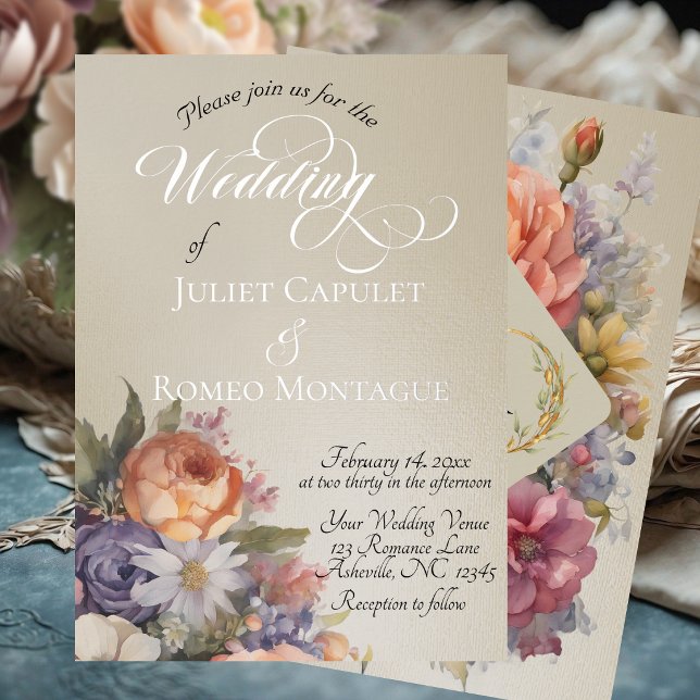 Watercolor Wildflowers - Wheat Foil Invitation (Creator Uploaded)