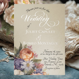 Watercolor Wildflowers - Wheat Foil Invitation