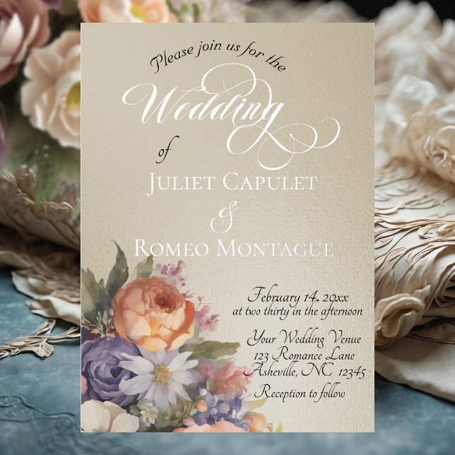 Watercolor Wildflowers - Wheat Foil Invitation (Creator Uploaded)