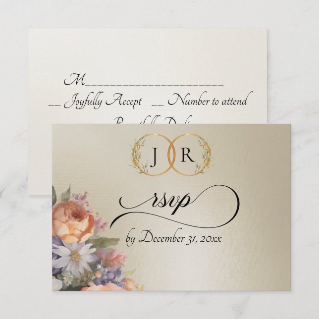 Watercolor Wildflowers - Wheat RSVP Card (Front/Back)