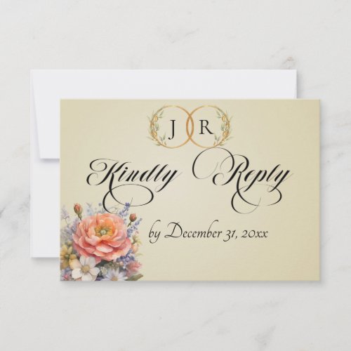 Watercolor Wildflowers - Wheat RSVP Card