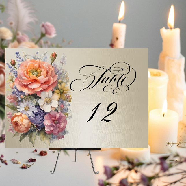 Watercolor Wildflowers - Wheat Table Number (Creator Uploaded)