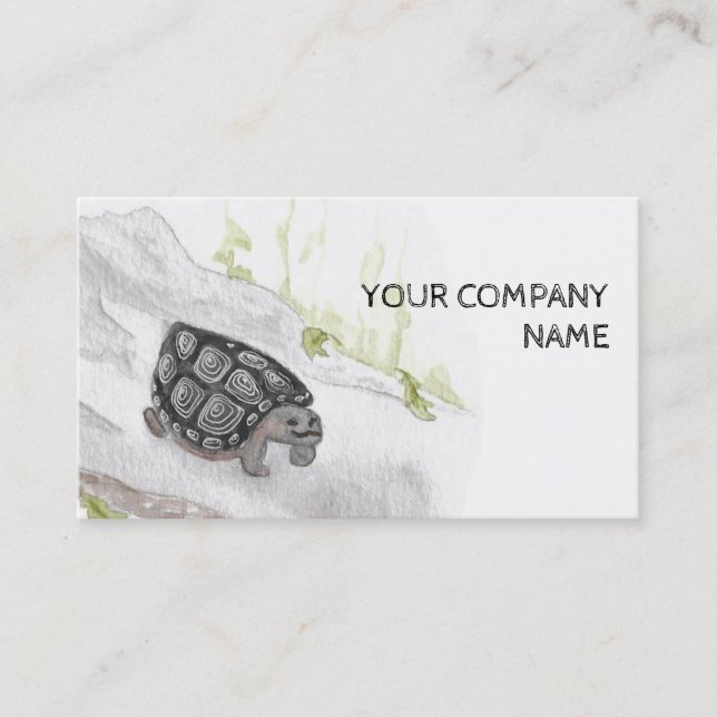 Watercolor Wildlife Nature Forest Turtle Business Card (Front)