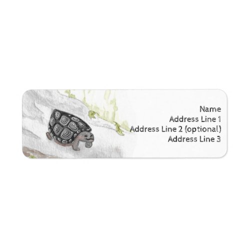 Watercolor Wildlife Nature Forest Turtle Label