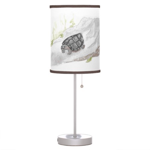 Watercolor Wildlife Nature Forest Turtle Table Lamp