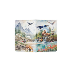 Watercolor Wildlife Scene Passport Holder