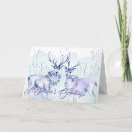 Watercolor Wildlife Season's Greetings Holiday Card