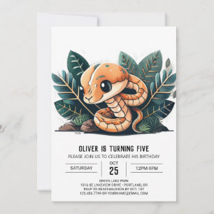Watercolor Wildlife Snake Birthday Invitation