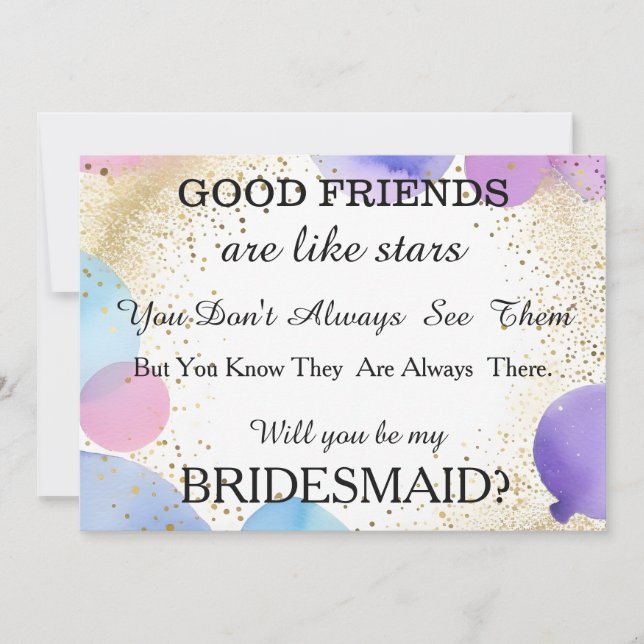 Watercolor Will you be my bridesmaid? Invitation