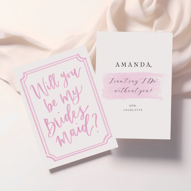 Watercolor Will you be my bridesmaid proposal card (Bridesmaid Proposal Cards | Elegant & Modern Blush design | Personalized Bridesmaid Request)