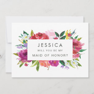Watercolor Will You Be My Bridesmaid Request Invitation