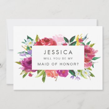 Watercolor Will You Be My Bridesmaid Request Invitation by Pip_Gerard at Zazzle