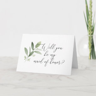 Watercolor Will You Be My Maid of Honor? Card