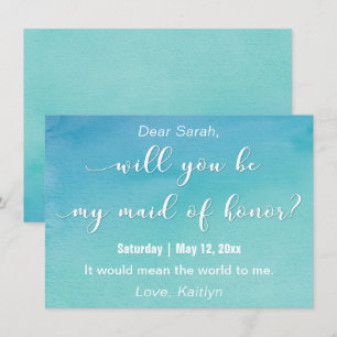 Watercolor "Will You Be My Maid of Honor?" Invitation