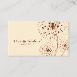 Watercolor Wind Blown Dandelion Flowers Business Card