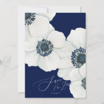 Watercolor Windflowers Navy Blue &amp; White Wedding  Save The Date