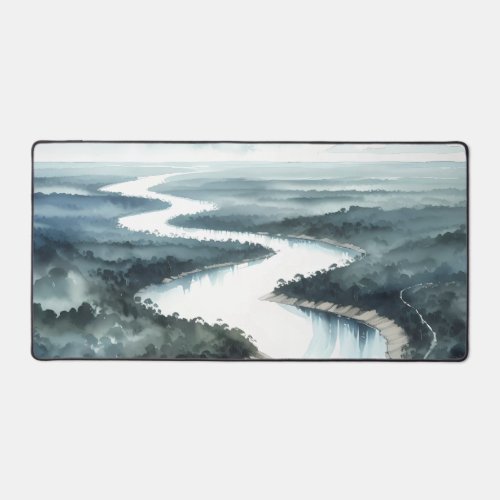 Watercolor winding Amazon River Desk Mat