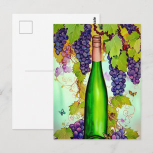 Watercolor Wine Art Postcard