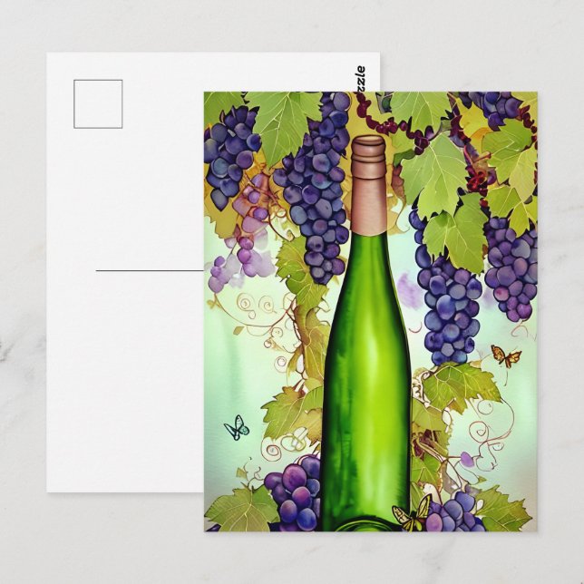 Watercolor Wine Art Postcard (Front/Back)