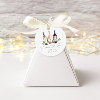 Watercolor Wine & Botanical Cheers To Love Favor Tags by RedwoodAndVine at Zazzle