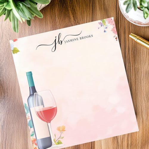 Shop 16 Watercolor Wine Bottle Floral Personalized Notepad