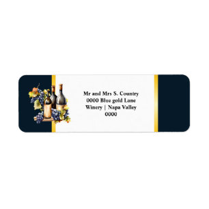 Watercolor wine bottles grapes chic country winery label