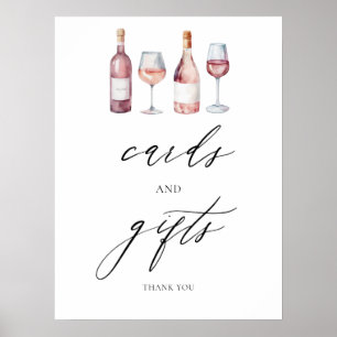 Watercolor Wine Bridal Shower Cards & Games Poster