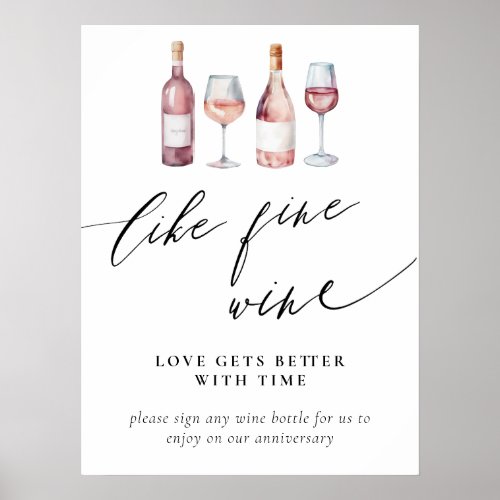 Watercolor Wine Bridal Shower Like Fine Wine Poster