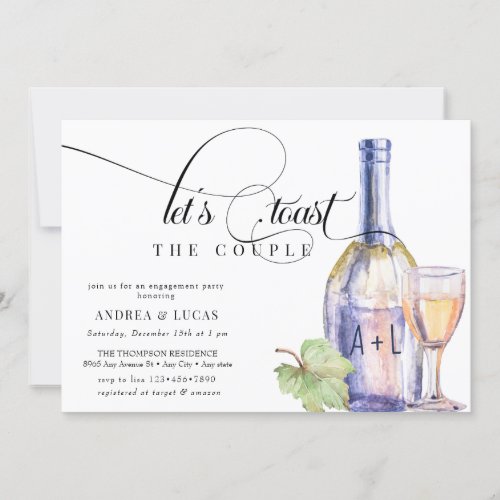 Watercolor Wine  Elegant Engagement Party Invitation