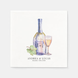 Watercolor Wine   Elegant Engagement Party Napkins