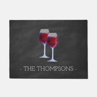 Watercolor Wine Elegant Personalized Door Mat