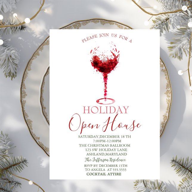 Watercolor Wine Glass Open House  Invitation (Creator Uploaded)