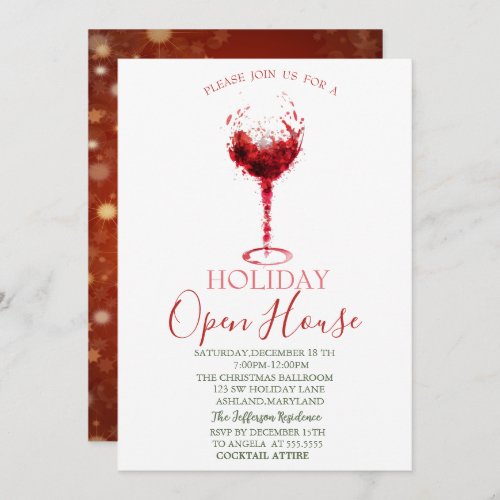 Watercolor Wine Glass Open House  Invitation