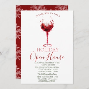Watercolor Wine Glass Snowflakes Open House Invitation