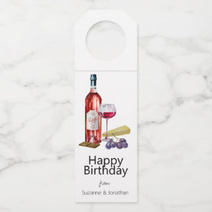 Watercolor Wine Lover Birthday Bottle Hanger Tag