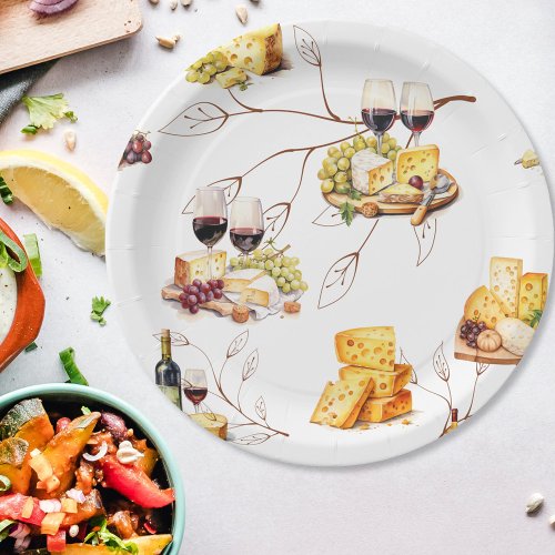 Watercolor Wine Pattern Paper Plates