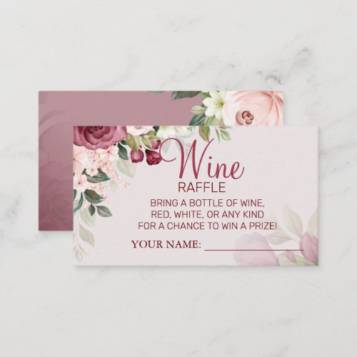 Watercolor  Wine raffle ticket Bridal Shower card