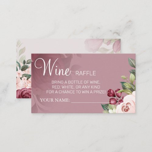 Watercolor  Wine raffle ticket Bridal Shower card