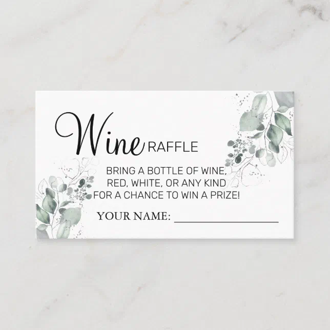 Watercolor Wine raffle ticket Bridal Shower card | Zazzle