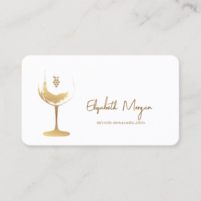 Watercolor Wine Stain Gold Wine Glass  Business Card (Front)