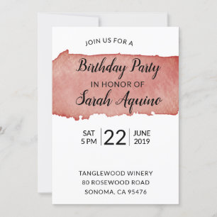 Watercolor Wine Stain Winery Birthday Party Invitation