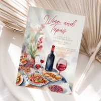 Watercolor Wine & Tapas Party Invitation