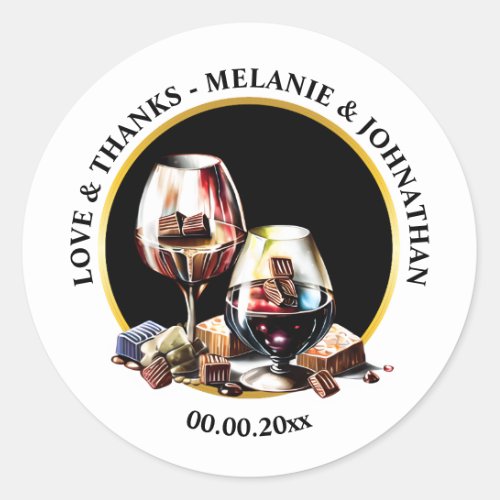 Watercolor wine tasting pairing chocolate country classic round sticker