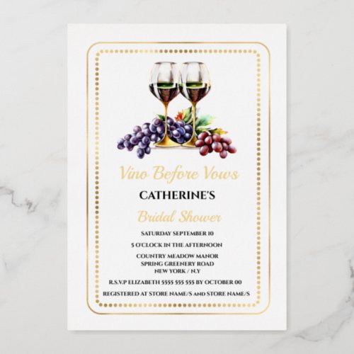 Watercolor wine tasting pairing winery country foil invitation